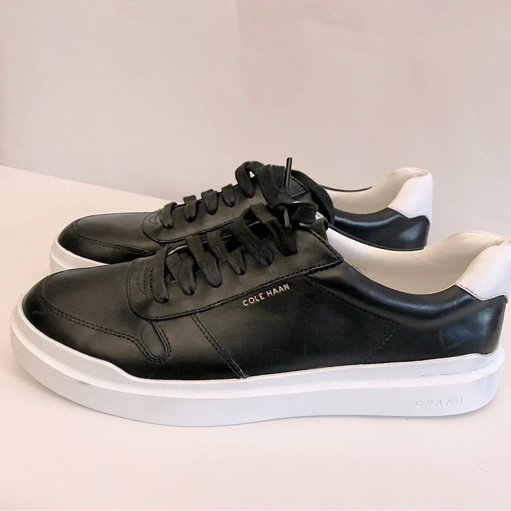Cole Haan Rally Court women’s sneak black and white leather sneakers. Size 10M